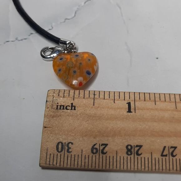 Floral Heart Charm Bracelets On Black Cord Set of Two - Picture 3 of 3